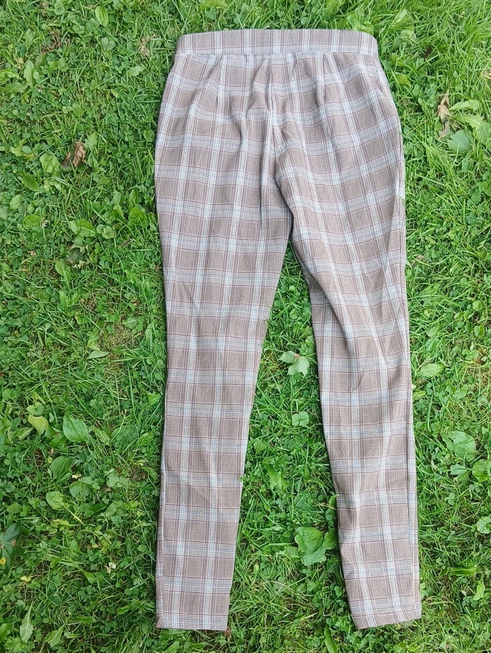GUC Timmy Hilfiger Stretch Light Knit Plaid Brown Blue Size 4 - Picture 5 of 6